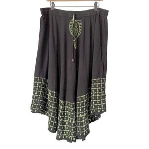 Batik Skirt Handkerchief Hem Women Plus 18/20 Black Green Boho Resort Beach